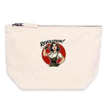 Revolution Frauenpower Retro - Canvas Reißverschluss-Täschchen (18 x 19 cm) - Naturweiß - Vorne