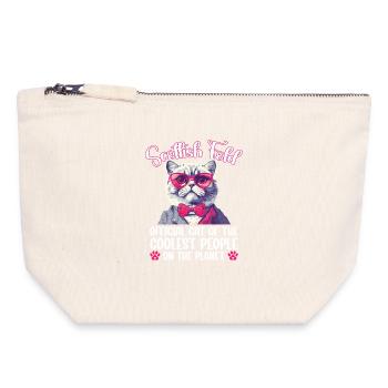 Scottish Fold Mom Cat Besitzer Katze Plüsch Scottish - Canvas Reißverschluss-Täschchen (18 x 19 cm) - Naturweiß - Vorne
