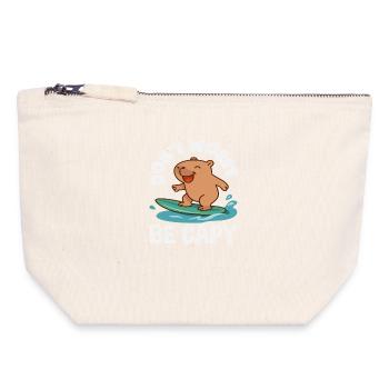 Capybaras Niedlich Lustig Tier - Canvas Reißverschluss-Täschchen (18 x 19 cm) - Naturweiß - Vorne