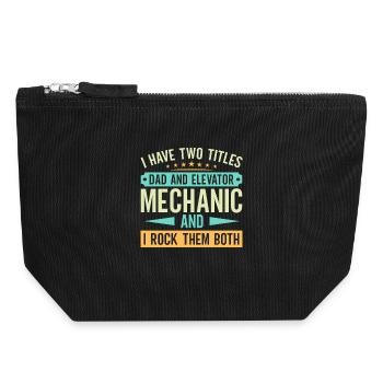 Elevator Mechanic - Dad And Elevator Mechanic - Canvas Zip Pouch 18 x 19 cm - black - Front