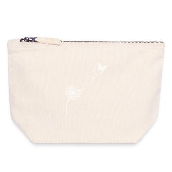 Pissenlit – Liberté au vent - Pochette zippée en toile 18 x 19 cm - blanc naturel - Devant