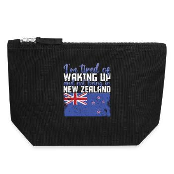 Müde vom Aufwachen ohne Neuseeland zu sein - Canvas Reißverschluss-Täschchen (18 x 19 cm) - Schwarz - Vorne