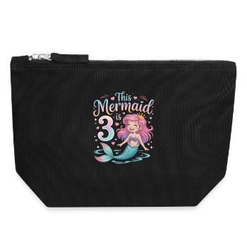Mermaid 3rd Birthday 3 Years - Canvas Zip Pouch 18 x 19 cm - black - Front