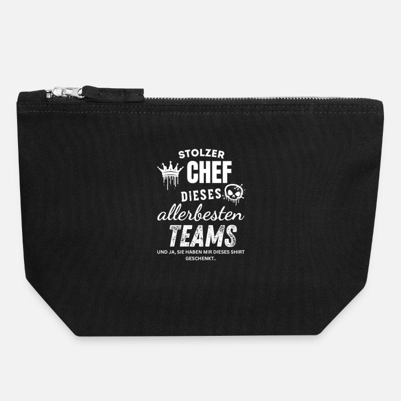 Stolzer Chef des allerbesten Teams Chef Geschenk - Canvas Zip Pouch 18 x 19 cm - black