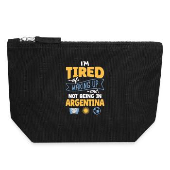 Tired Waking Up Argentina Soccer Fan Humor Art - Canvas Reißverschluss-Täschchen (18 x 19 cm) - Schwarz - Vorne