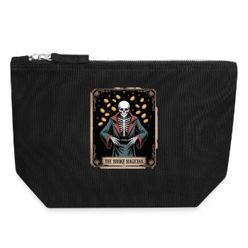 Le magicien fauché squelette sorcier avec des pièces de monnaie - Pochette zippée en toile 18 x 19 cm - noir - Devant