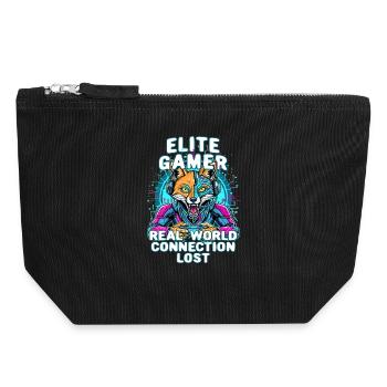Joueur : jeux vidéo élites drôles, console de geek - Pochette zippée en toile 18 x 19 cm - noir - Devant