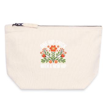 Une fille branchée avec une nouvelle hanche - Pochette zippée en toile 18 x 19 cm - blanc naturel - Devant