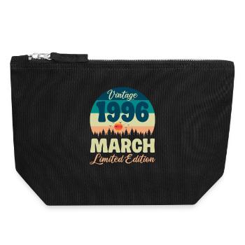 30 Year Old 1996 March Vintage Birthday Gift - Canvas Zip Pouch 18 x 19 cm - black - Front