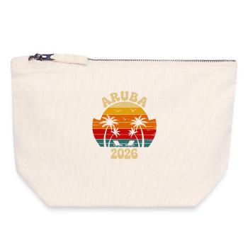 Aruba 2026 Sunset Palm Trees - Canvas Zip Pouch 18 x 19 cm - nature - Front