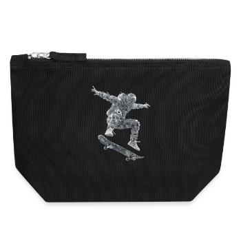 Robot à roulettes - Pochette zippée en toile 18 x 19 cm - noir - Devant
