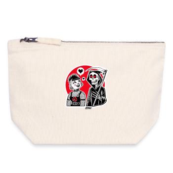 Love meets Grim Reaper – Punk Duo - Canvas Zip Pouch 18 x 19 cm - nature - Front