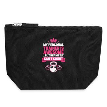 Gymnase, Fitness - Pochette zippée en toile 18 x 19 cm - noir - Devant