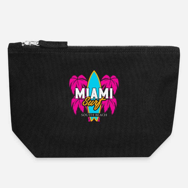 Miami Surf South Beach Design - Canvas Zip Pouch 18 x 19 cm - black