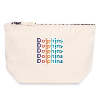 Retro Dolphins Text Ocean Lover Graphic - Canvas Zip Pouch 18 x 19 cm - nature - Front