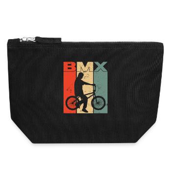 BMX Vintage Vélo Freestyle Rider Bike Cadeau - Pochette zippée en toile 18 x 19 cm - noir - Devant