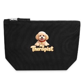 Poodle My Therapist - Canvas Reißverschluss-Täschchen (18 x 19 cm) - Schwarz - Vorne
