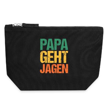 Papa Vater Vatertag Jagd Jagen Waidmann Jäger - Canvas Reißverschluss-Täschchen (18 x 19 cm) - Schwarz - Vorne