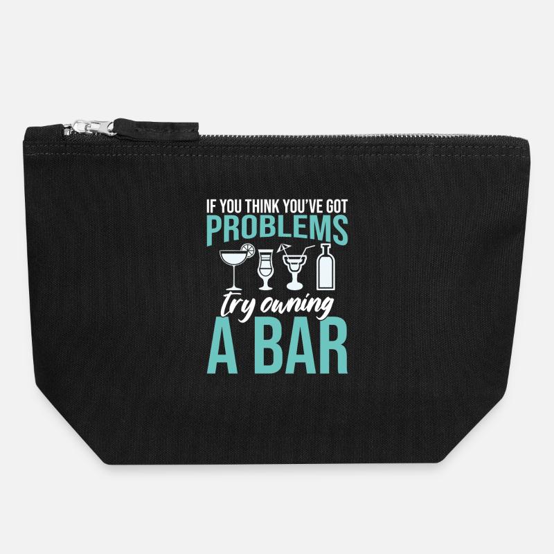 Bartender Pub Owner Bartending Bar Owner Barmaid - Canvas Zip Pouch 18 x 19 cm - black