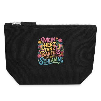  Mein Herz Tanzt Barfuss Im Schlamm Gummistiefel - Canvas Reißverschluss-Täschchen (18 x 19 cm) - Schwarz - Vorne