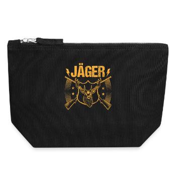 Jagd Jagen Waidmann Jäger - Canvas Reißverschluss-Täschchen (18 x 19 cm) - Schwarz - Vorne
