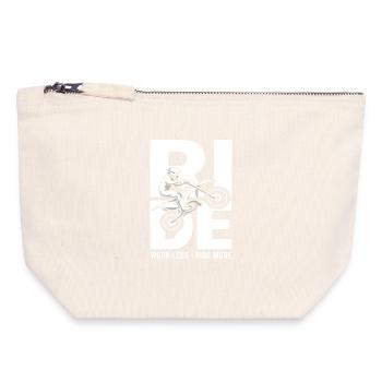 ROULER SOUVENT Motif tout-terrain en motocross - Pochette zippée en toile 18 x 19 cm - blanc naturel - Devant