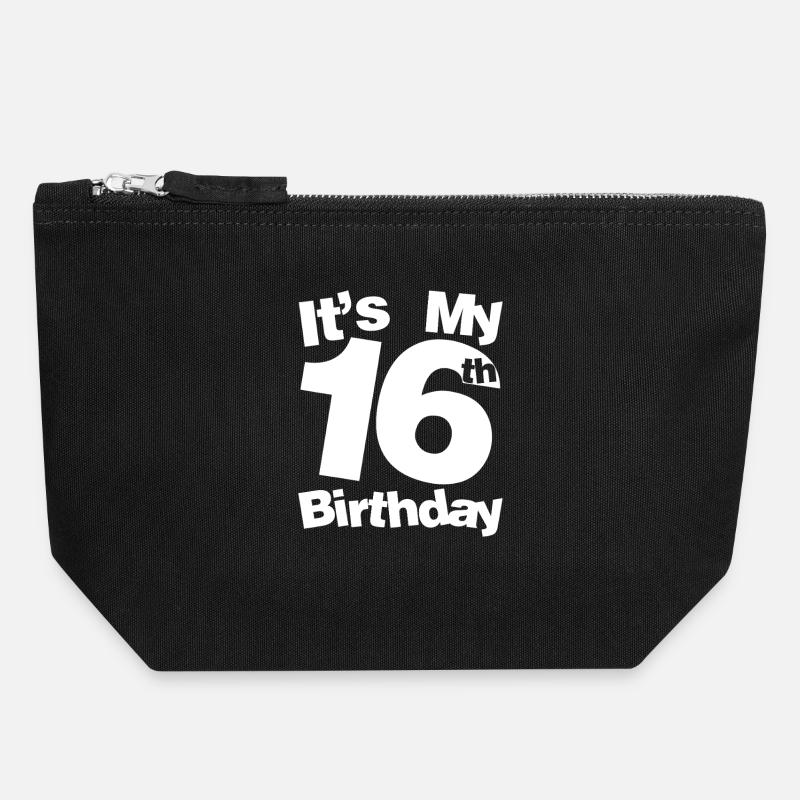 Its My 16th Birthday - Canvas Zip Pouch 18 x 19 cm - black