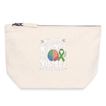 Not All Wounds Are Visible – Mental Health - Canvas Zip Pouch 18 x 19 cm - nature - Front