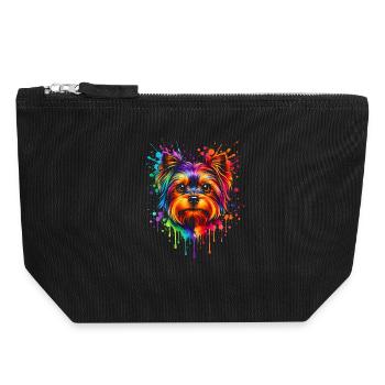 Yorkie | Terrier Pop Art - Canvas Reißverschluss-Täschchen (18 x 19 cm) - Schwarz - Vorne