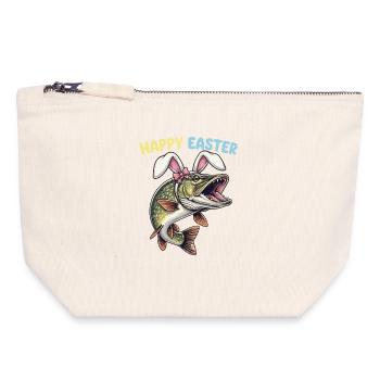 brochet de Pâques aux oreilles de lapin - Pochette zippée en toile 18 x 19 cm - blanc naturel - Devant