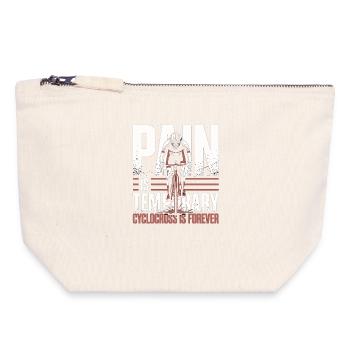 La douleur est temporaire – Vélo de cyclocross - Pochette zippée en toile 18 x 19 cm - blanc naturel - Devant