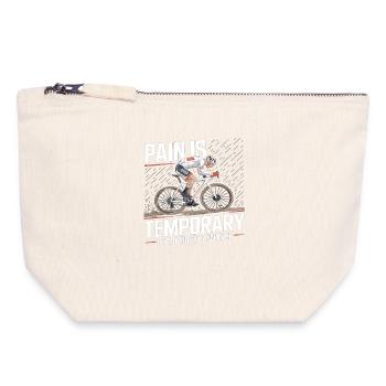 La douleur est temporaire – Vélo de cyclocross - Pochette zippée en toile 18 x 19 cm - blanc naturel - Devant