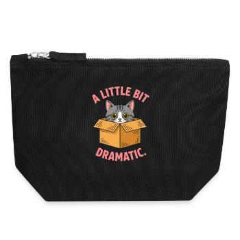 Ronronnement de chat dans une boîte en carton Drame - Pochette zippée en toile 18 x 19 cm - noir - Devant