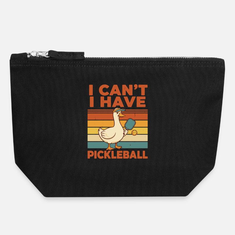 Pickleball Funny Player Pickle Ball Pickleball - Canvas Zip Pouch 18 x 19 cm - black