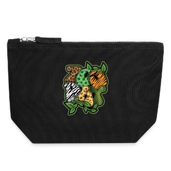 Safari Animals Zoo Party Jungle Zoo Birthday - Canvas Zip Pouch 18 x 19 cm - black - Front