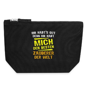 Zauberer Geschenk - Canvas Reißverschluss-Täschchen (18 x 19 cm) - Schwarz - Vorne