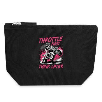 Quad ATV Femme Fille Quad Quad - Pochette zippée en toile 18 x 19 cm - noir - Devant