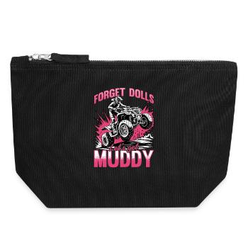 Quad ATV Femme Fille Quad Quad - Pochette zippée en toile 18 x 19 cm - noir - Devant
