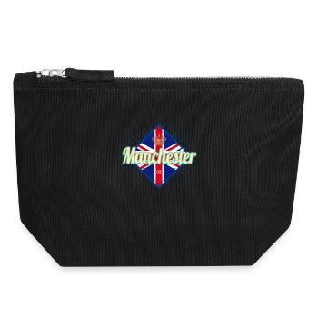 Manchester Stadt UK Retro United Kingdom Souvenir - Canvas Reißverschluss-Täschchen (18 x 19 cm) - Schwarz - Vorne