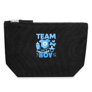 Team Junge Baby Party Blau Gender Reveal - Canvas Reißverschluss-Täschchen (18 x 19 cm) - Schwarz - Vorne