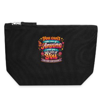 Self-care first - Canvas Zip Pouch 18 x 19 cm - black - Front