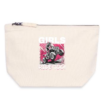 Quad ATV Woman Girl Four Wheeler - Canvas Reißverschluss-Täschchen (18 x 19 cm) - Naturweiß - Vorne
