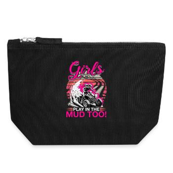Quad ATV Woman Girl Four Wheeler - Canvas Reißverschluss-Täschchen (18 x 19 cm) - Schwarz - Vorne
