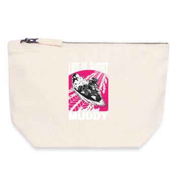 Quad ATV Woman Girl Four Wheeler - Canvas Reißverschluss-Täschchen (18 x 19 cm) - Naturweiß - Vorne