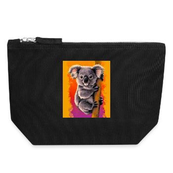 Koala - Canvas Reißverschluss-Täschchen (18 x 19 cm) - Schwarz - Vorne