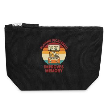 Pickleball Funny Player Playing Improves Memory - Canvas Zip Pouch 18 x 19 cm - black - Front