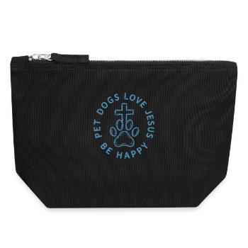 Pet Dogs Love Jesus Be Happy - Canvas Zip Pouch 18 x 19 cm - black - Front