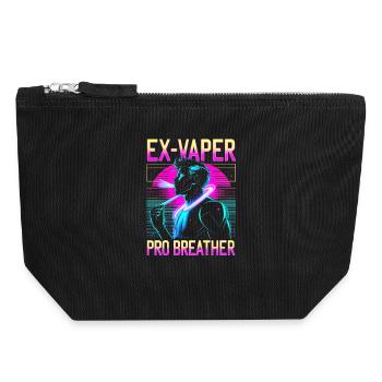 Nichtraucher Ex Raucher Ex Vaper - Canvas Reißverschluss-Täschchen (18 x 19 cm) - Schwarz - Vorne