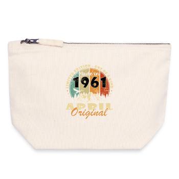 Birthday April 1961 Legendary Epic - Canvas Zip Pouch 18 x 19 cm - nature - Front