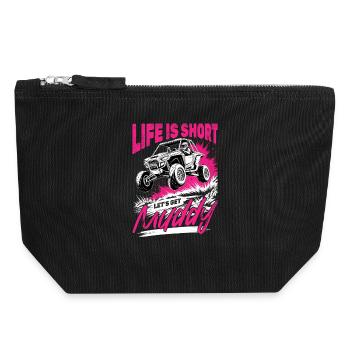 UTV Off Road Girl Woman 4 Wheeler Side by side - Canvas Reißverschluss-Täschchen (18 x 19 cm) - Schwarz - Vorne